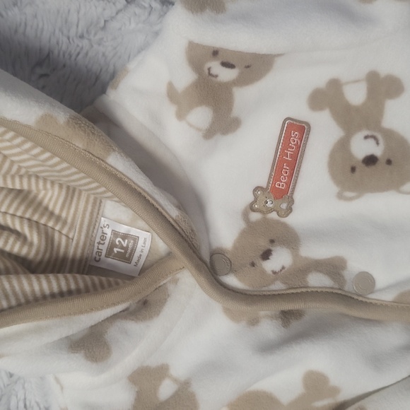 Baby boy 12 pc clothing lot 12M Carter's Teddy Bear jacket pants sleepers set pj - Picture 3 of 10